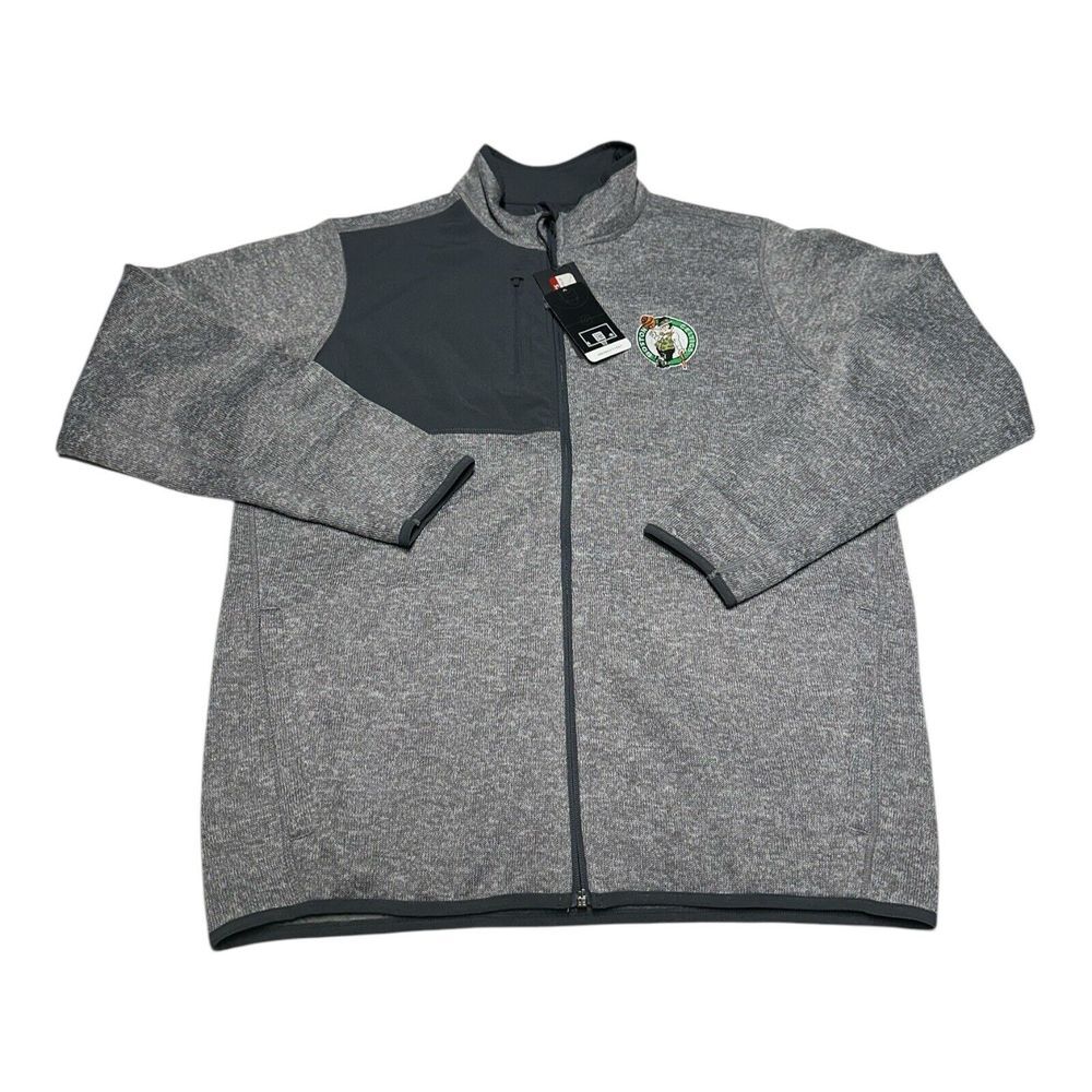 Antigua Boston Celtics Full Zip Fleece Jacket Men's Size L Gray Knit Sweater NBA